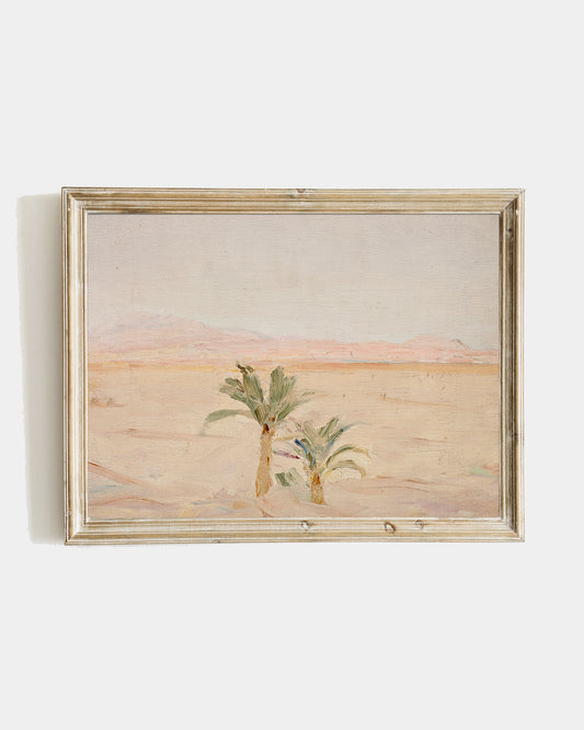 Pink Sunset Palm Trees Art Print