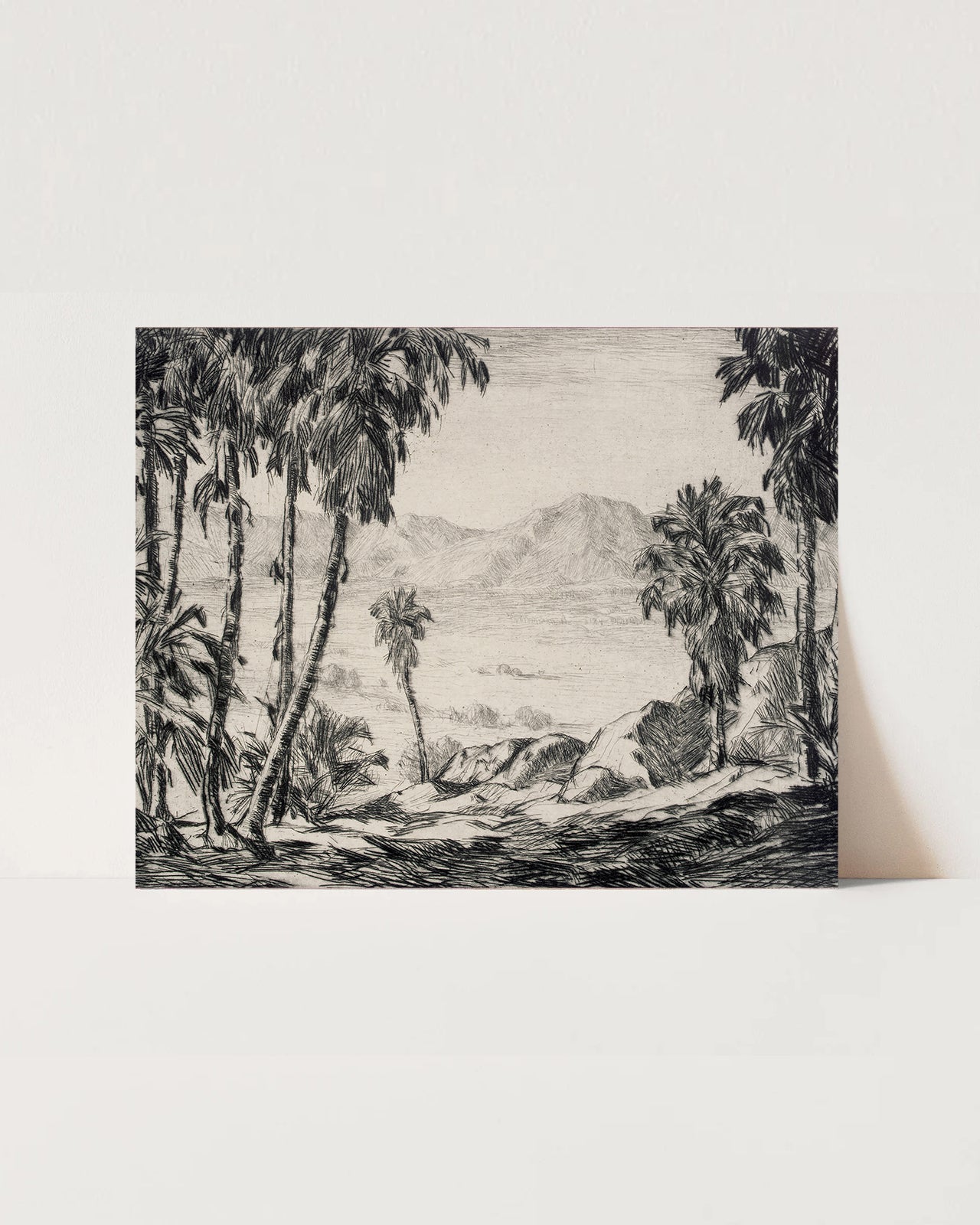 Black + White Palm Trees Art Print