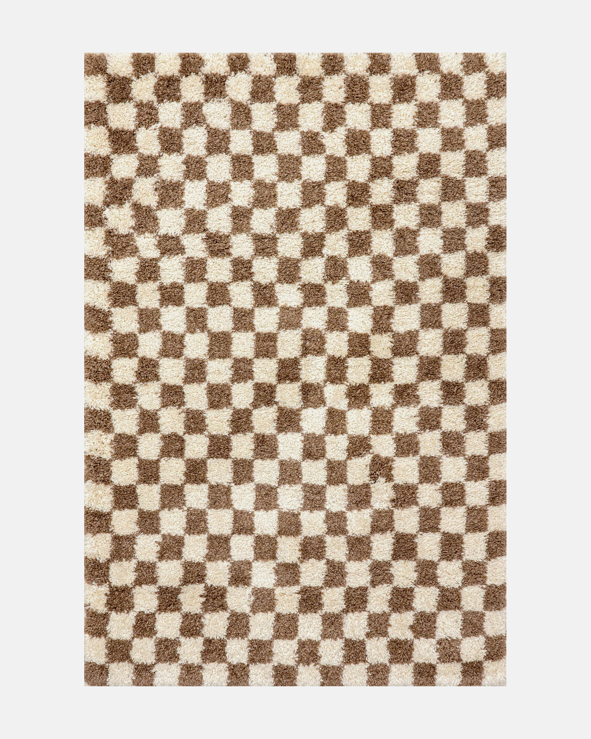Brown Checkerboard Shag Rug
