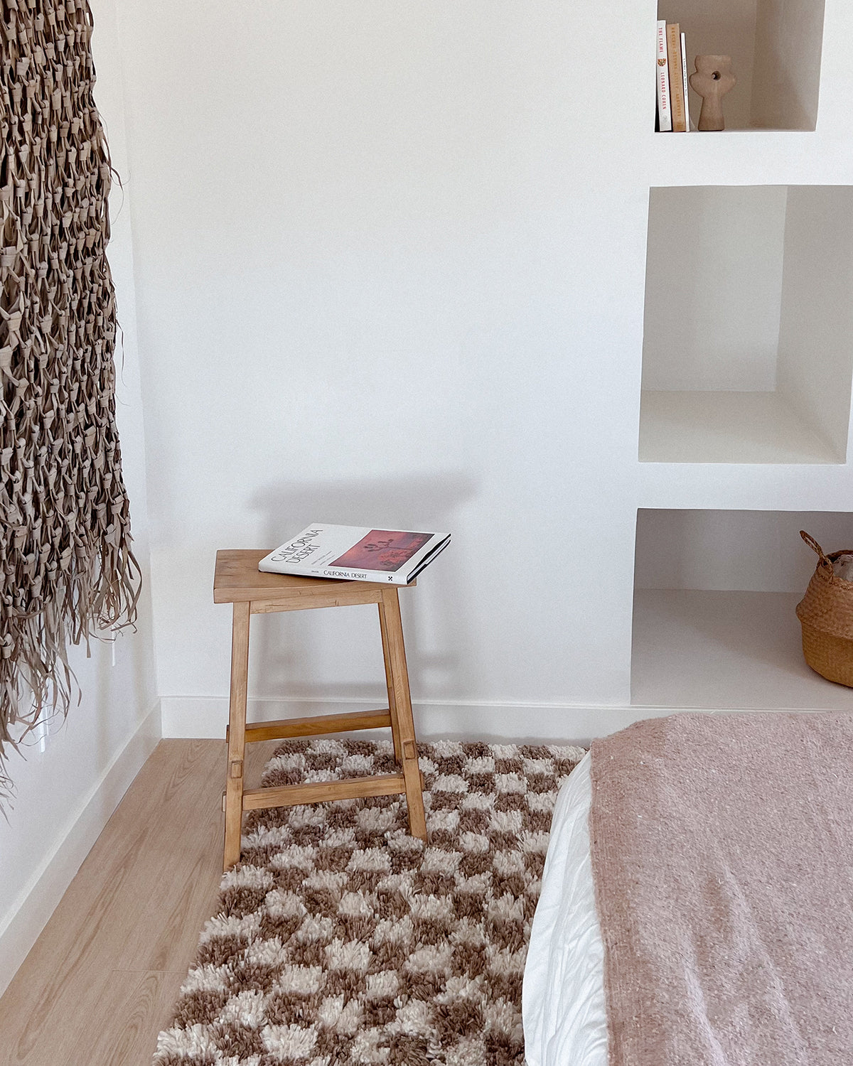 Brown Checkerboard Shag Rug