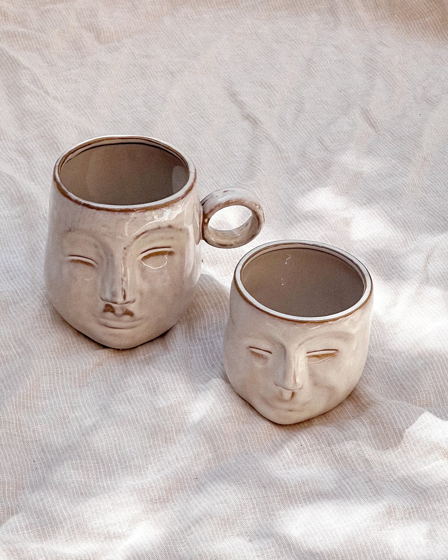 Cream Stoneware Mini Face Planter