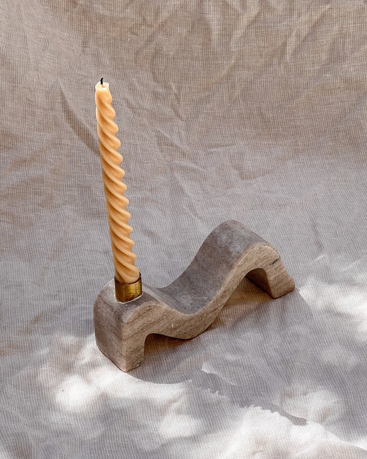 Marble & Brass Wave Taper Holder