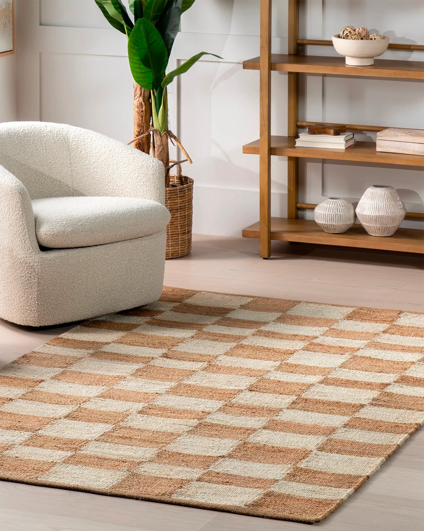 Sand Checkerboard Jute Rug