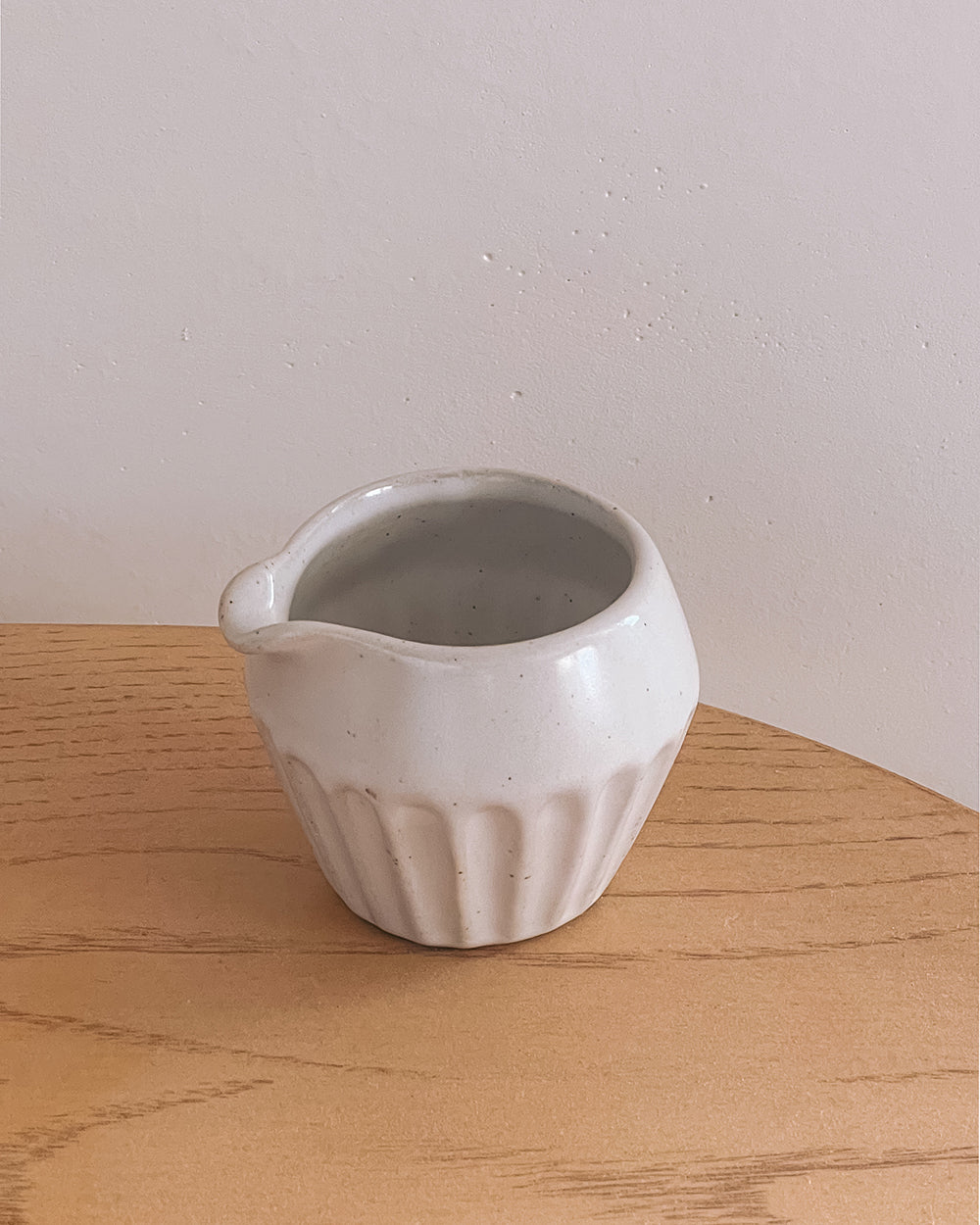 White Fluted Stoneware Creamer