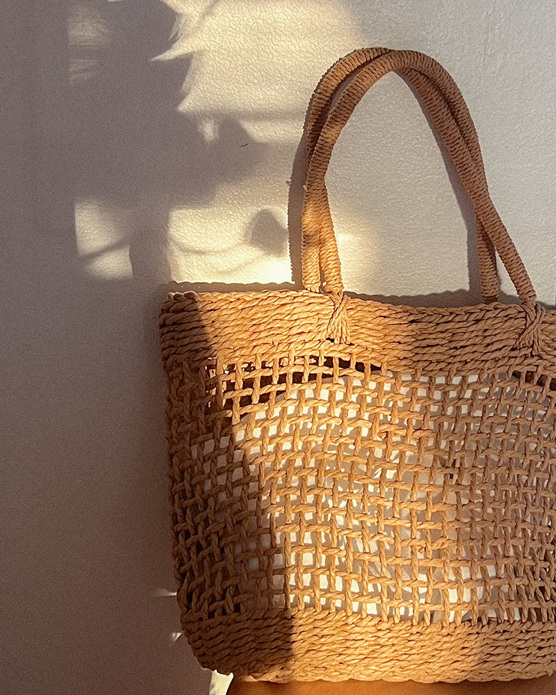 Woven Rattan Tote Bag