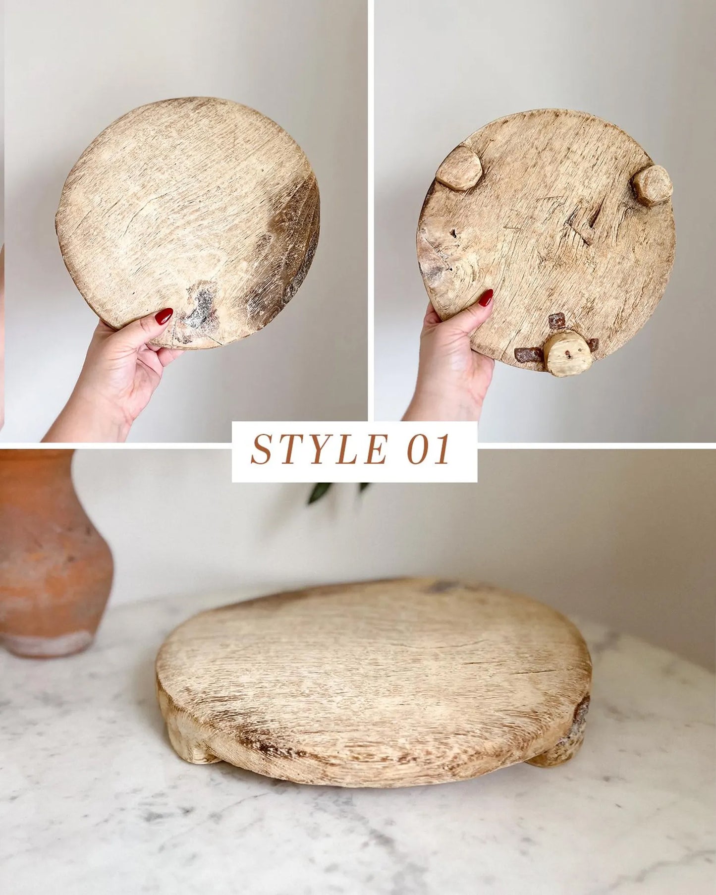 Antique Wood Riser Chapati Board