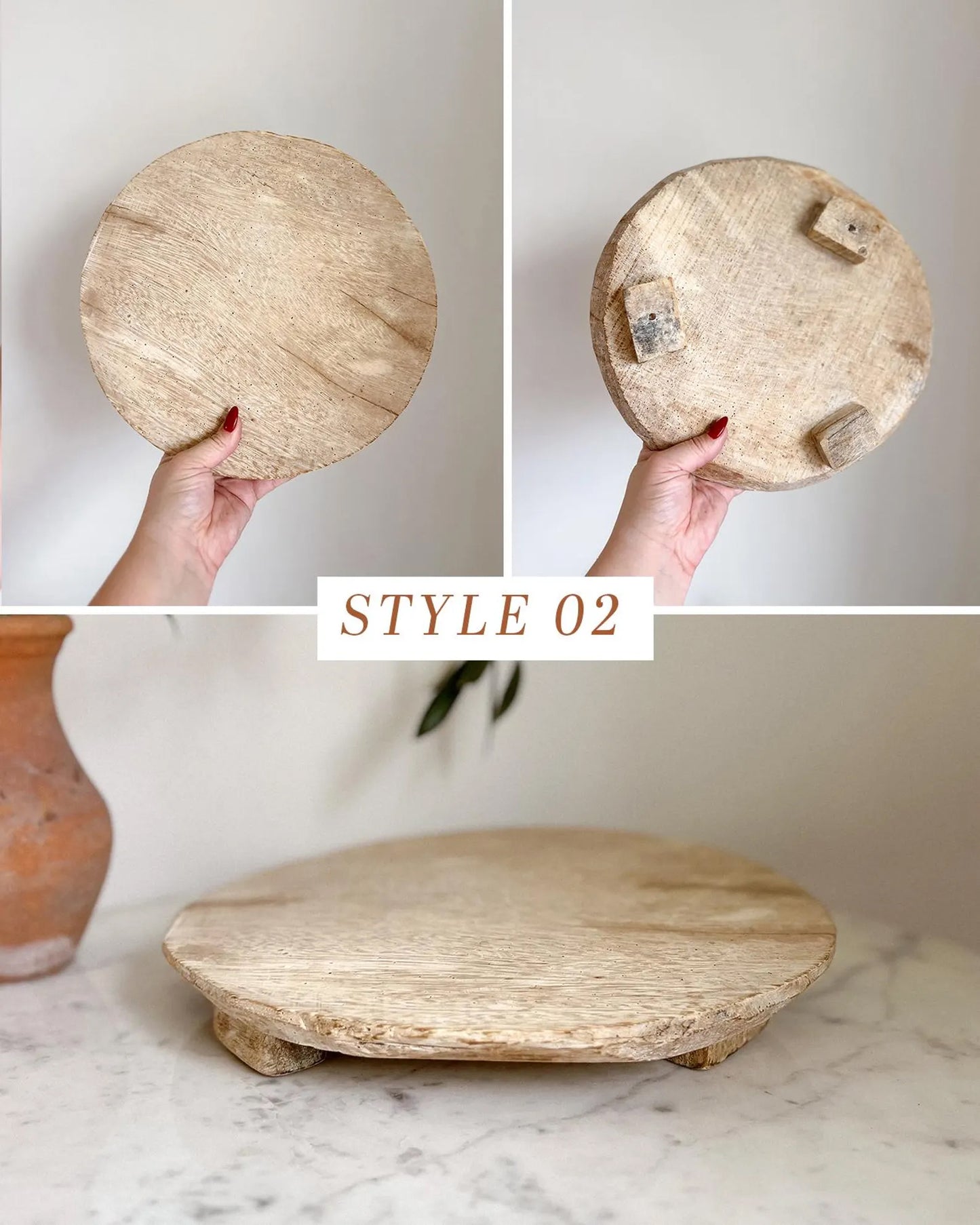 Antique Wood Riser Chapati Board