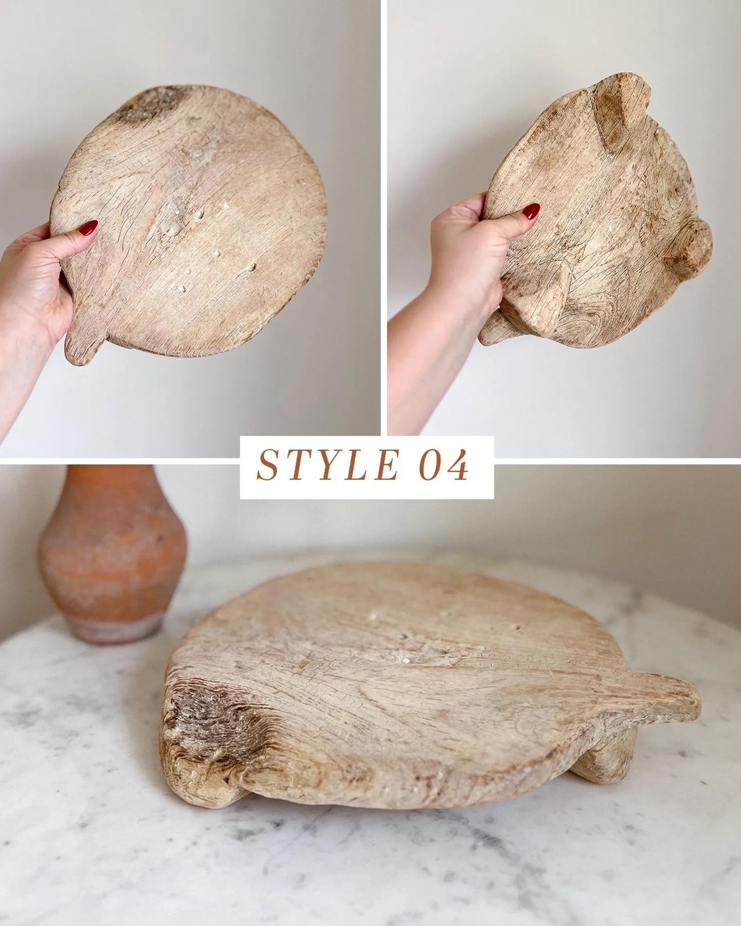 Antique Wood Riser Chapati Board