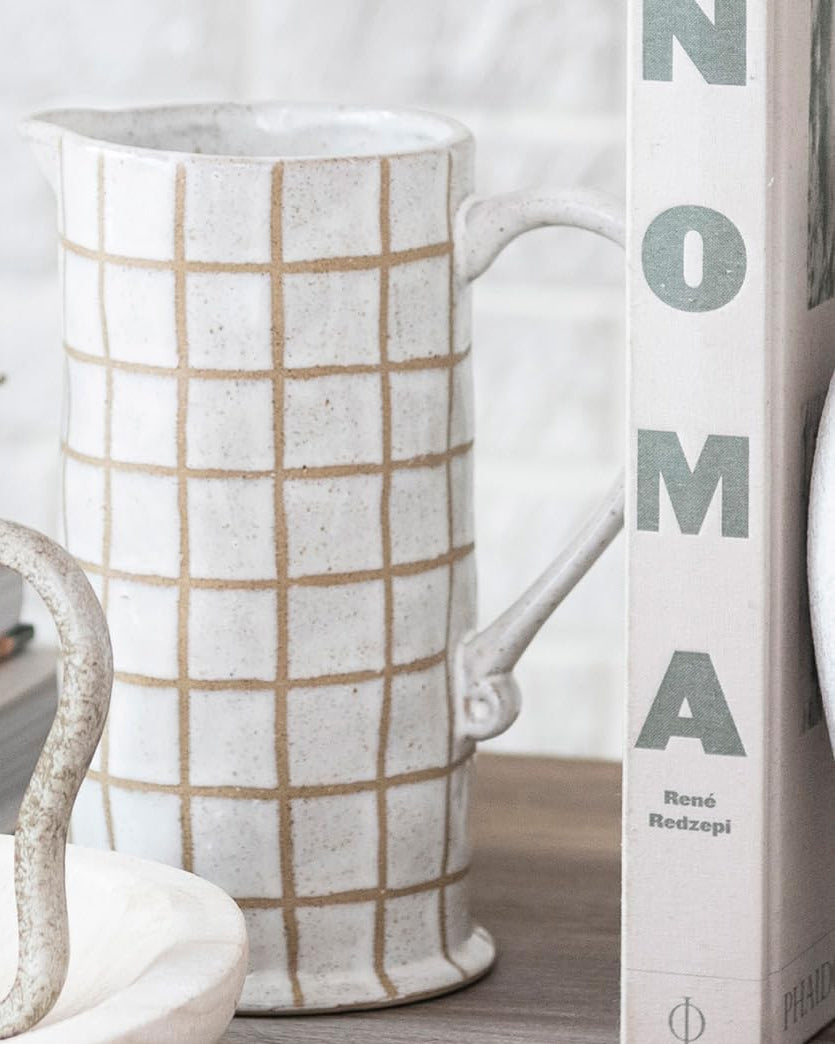 Grid Ceramic Pitcher