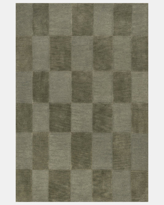 Olive Checkered Wool Rug