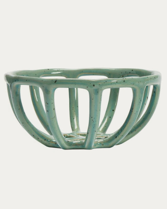 Sage Stoneware Basket Bowl