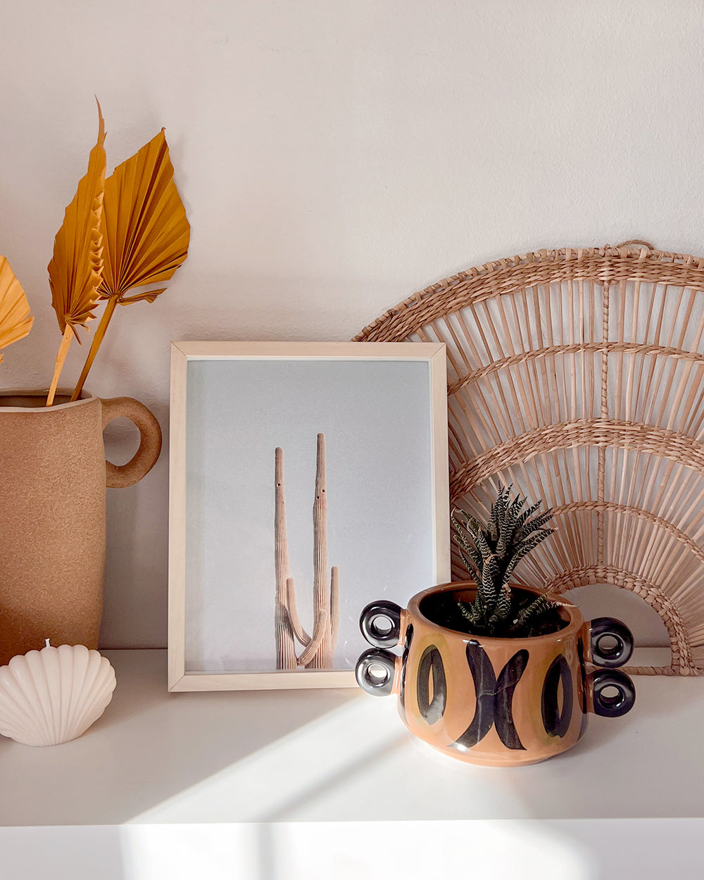 Abstract Handled Stoneware Planter