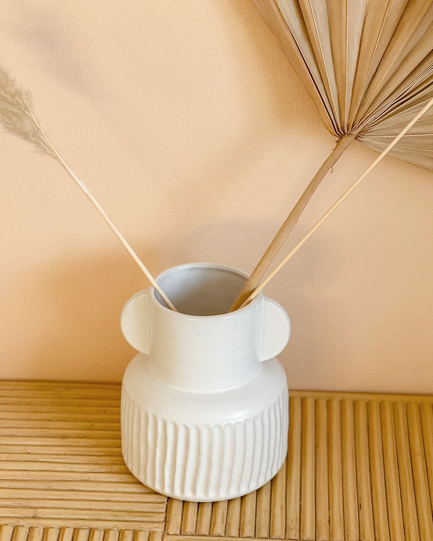 Aspen White Pleated Vase