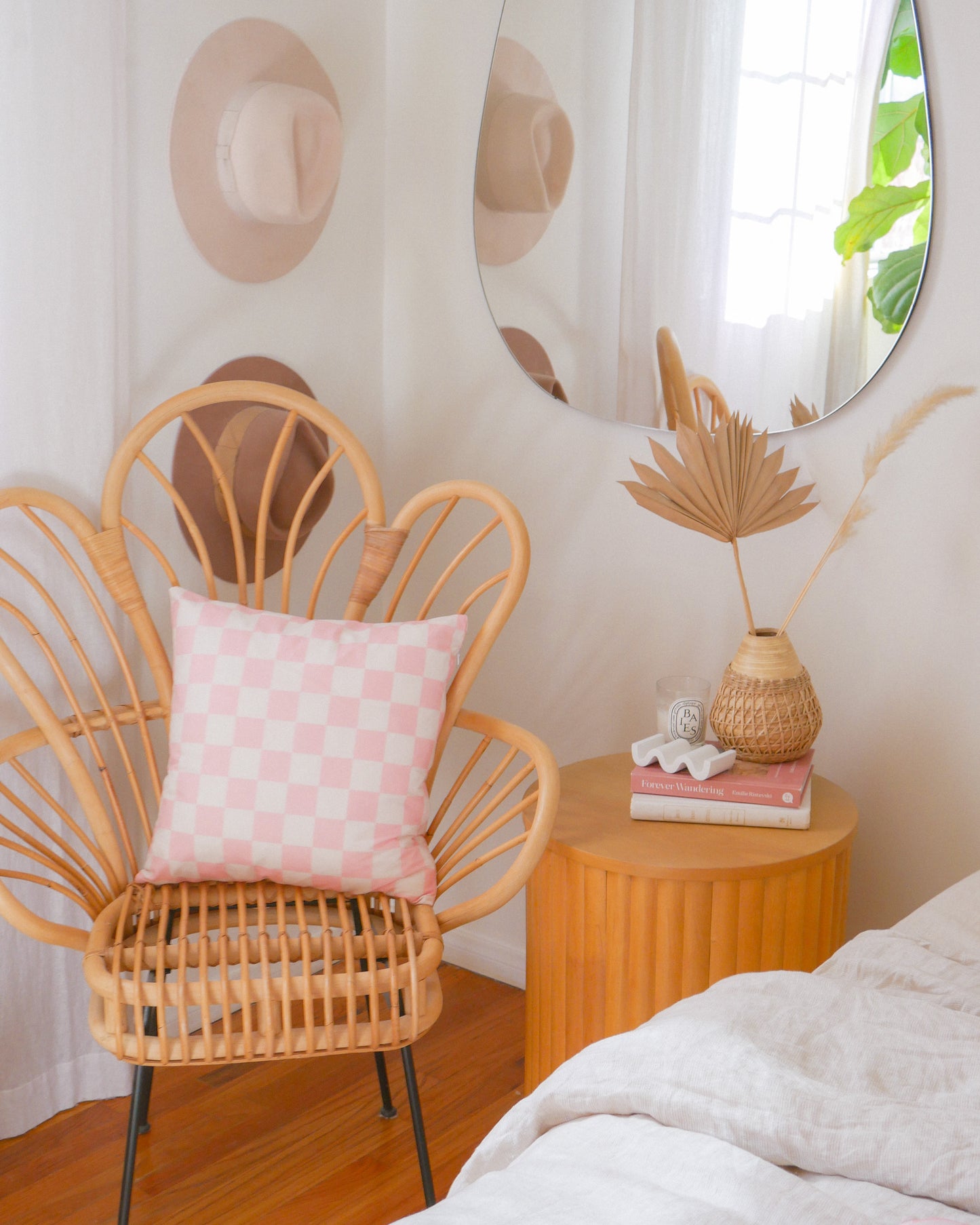 Blush Checkerboard Throw Pillow