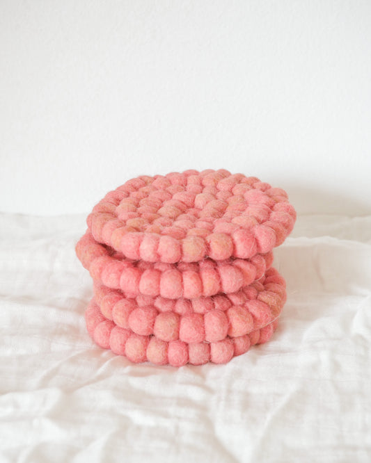 Blush Pink Wool Felt Coasters