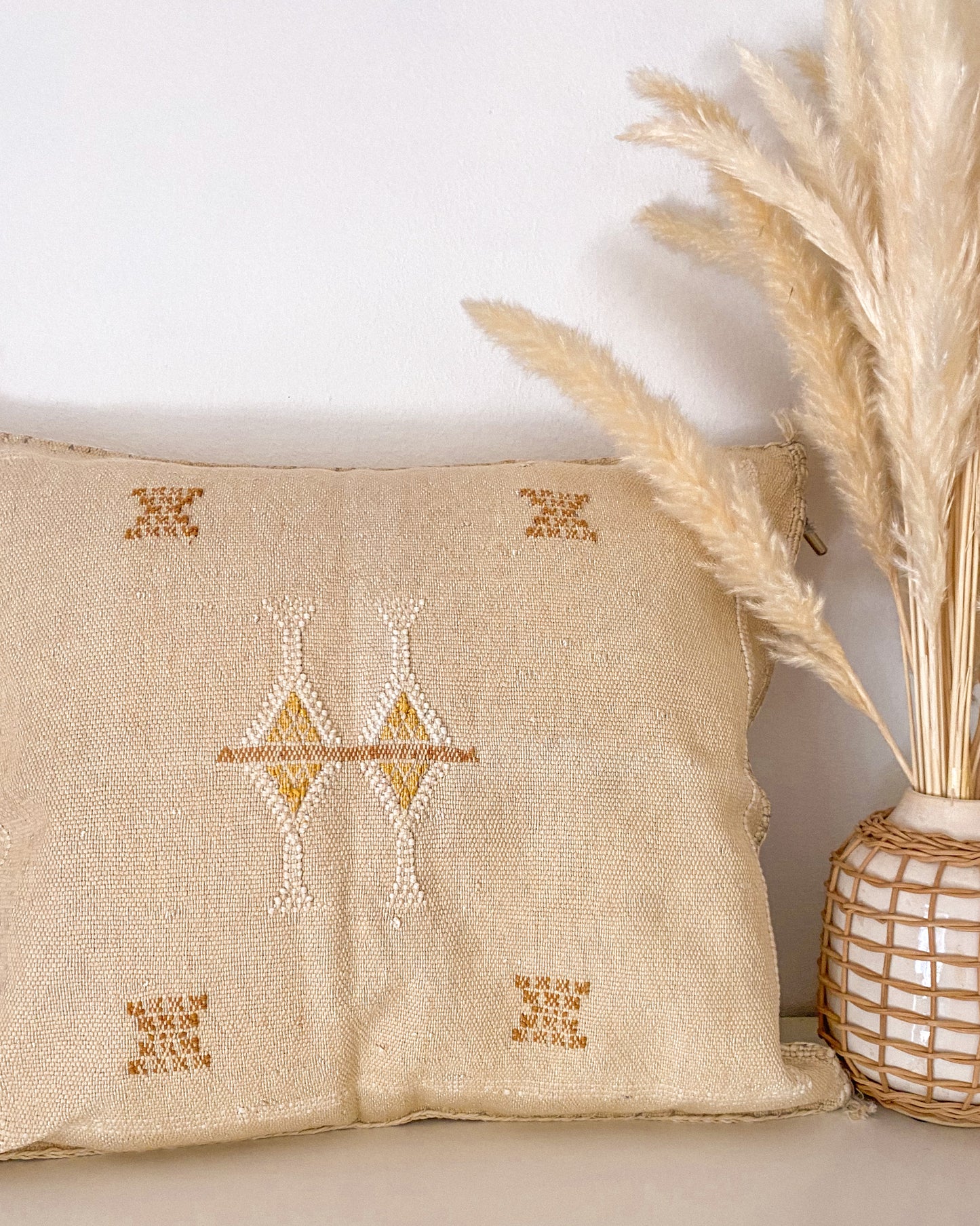 Sofia Beige Cactus Silk Pillow