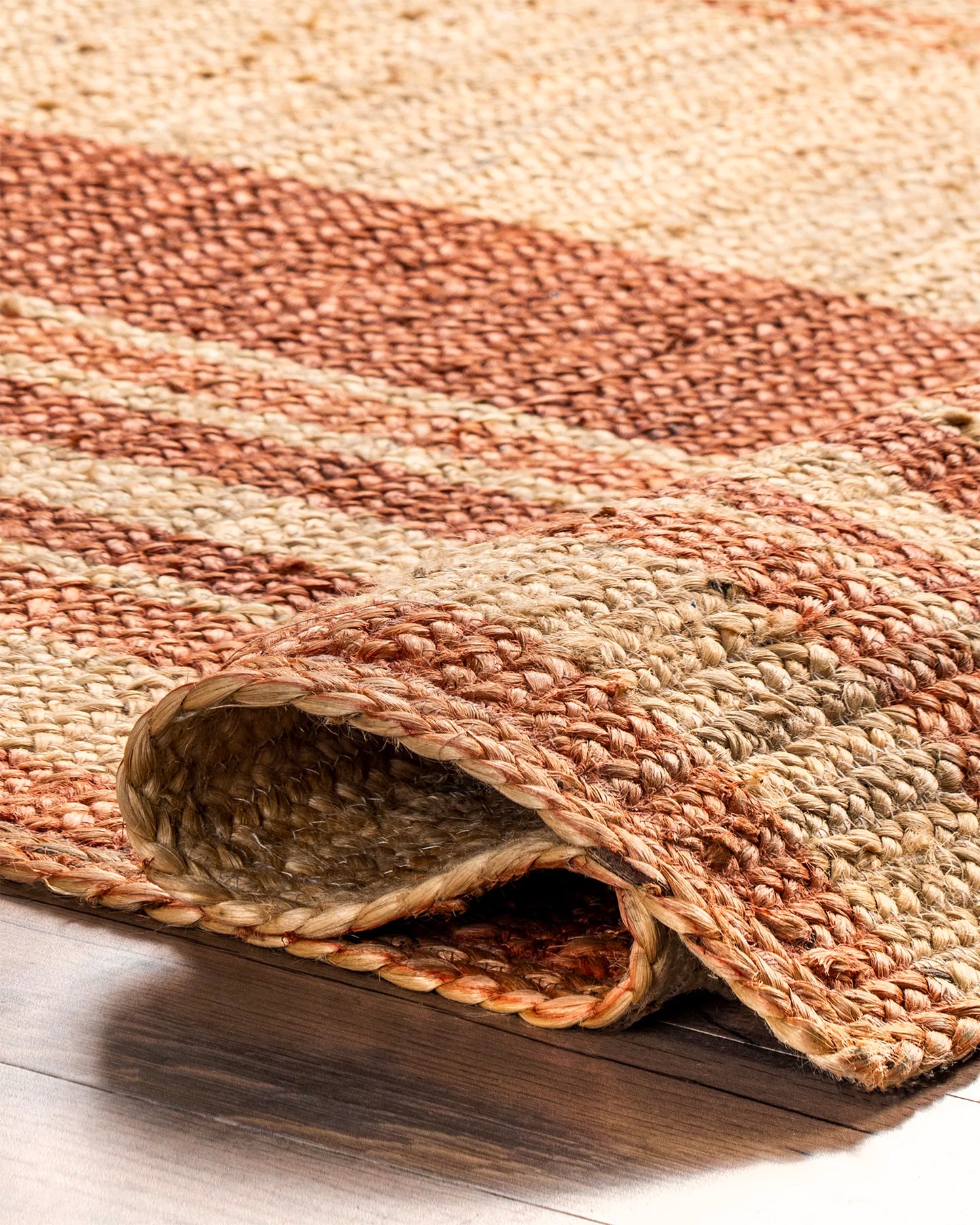 Rust Stripe Jute Rug