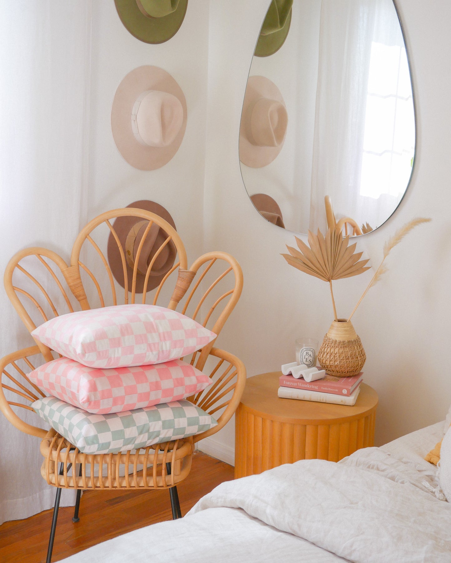 Blush Checkerboard Throw Pillow