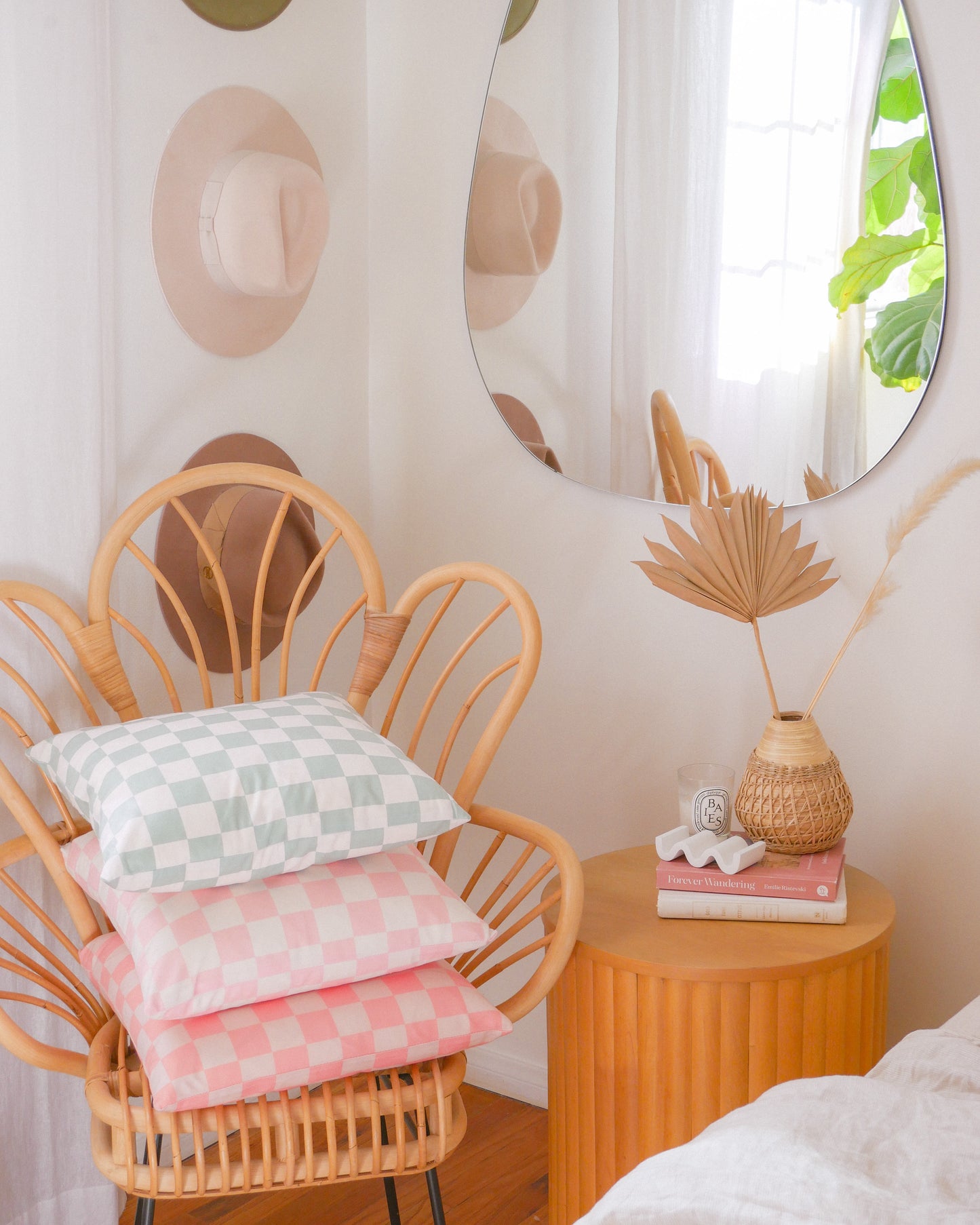 Melon Checkerboard Throw Pillow