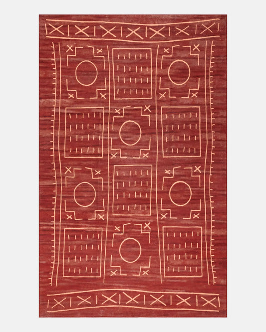 Rust Washable Geometric Rug