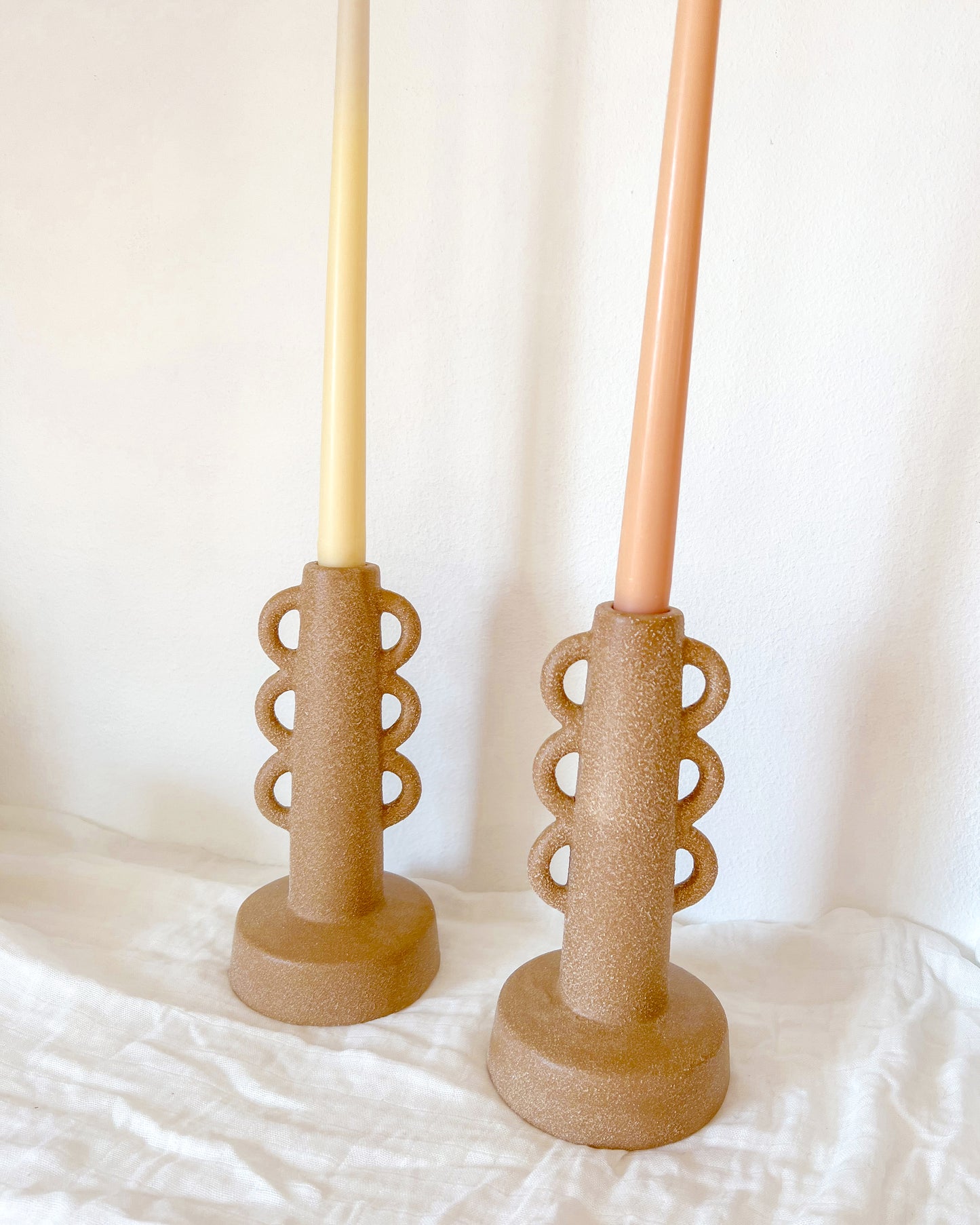 Sandy Terracotta Taper Candle Holder