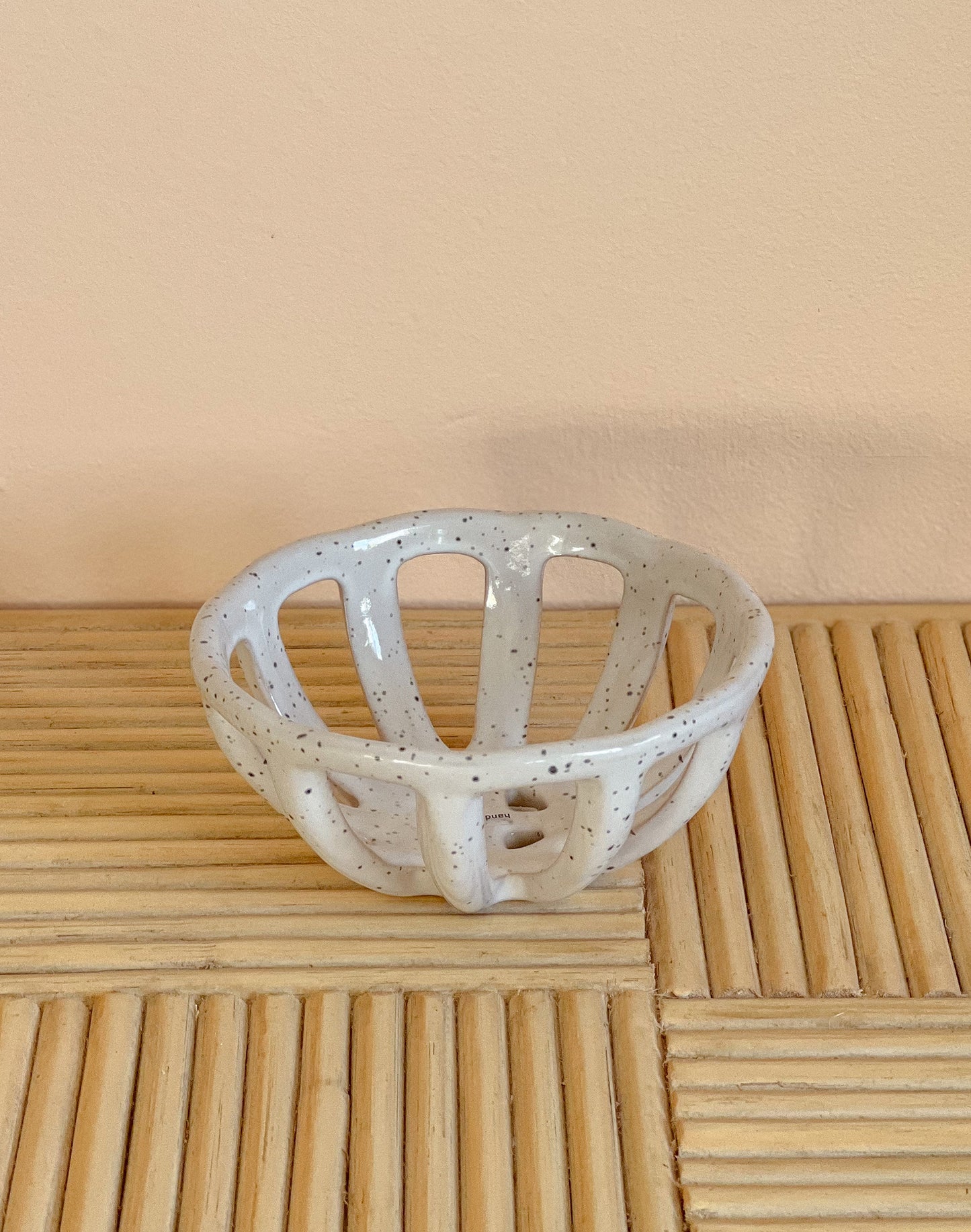 White Stoneware Basket Bowl