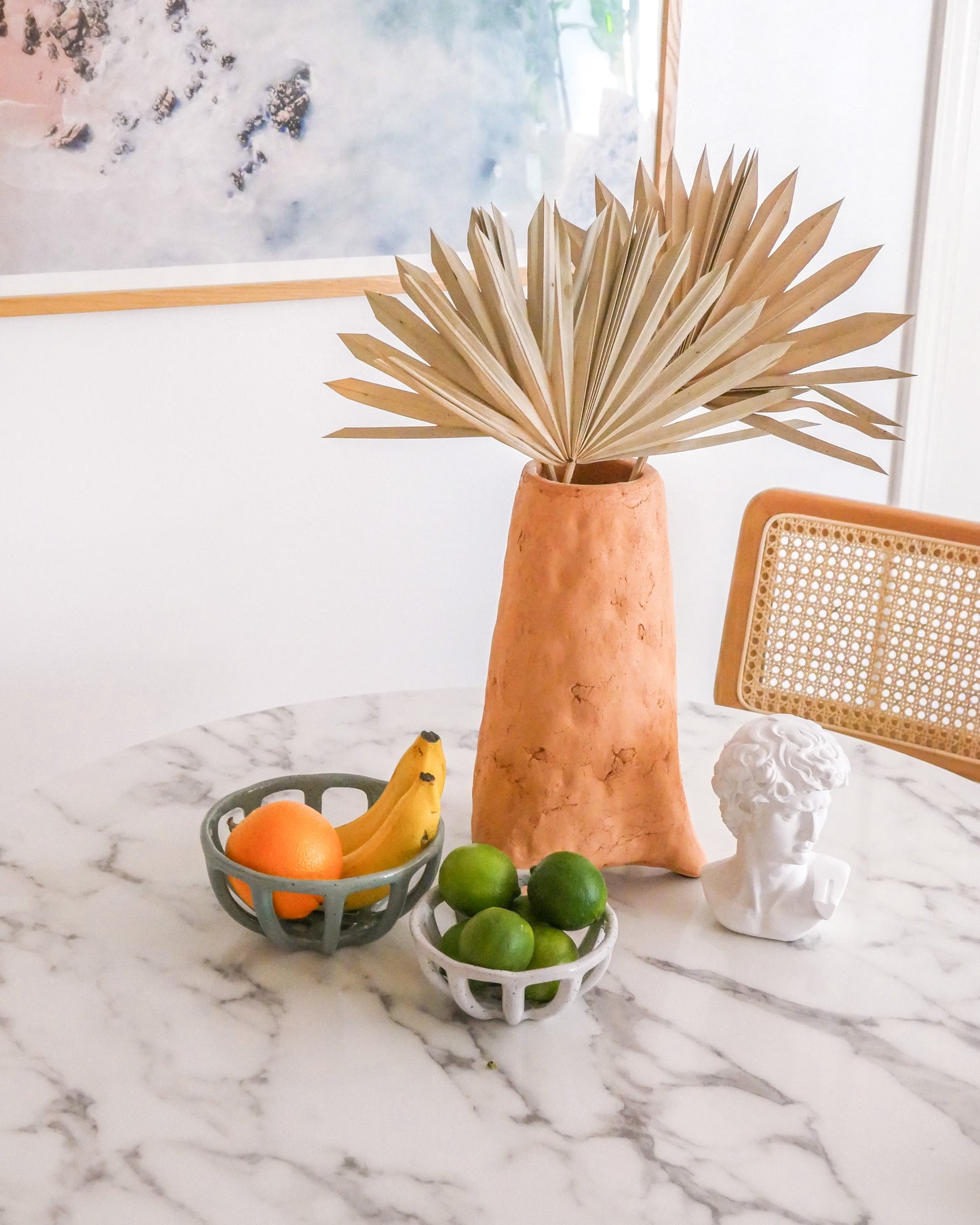 White Stoneware Basket Bowl