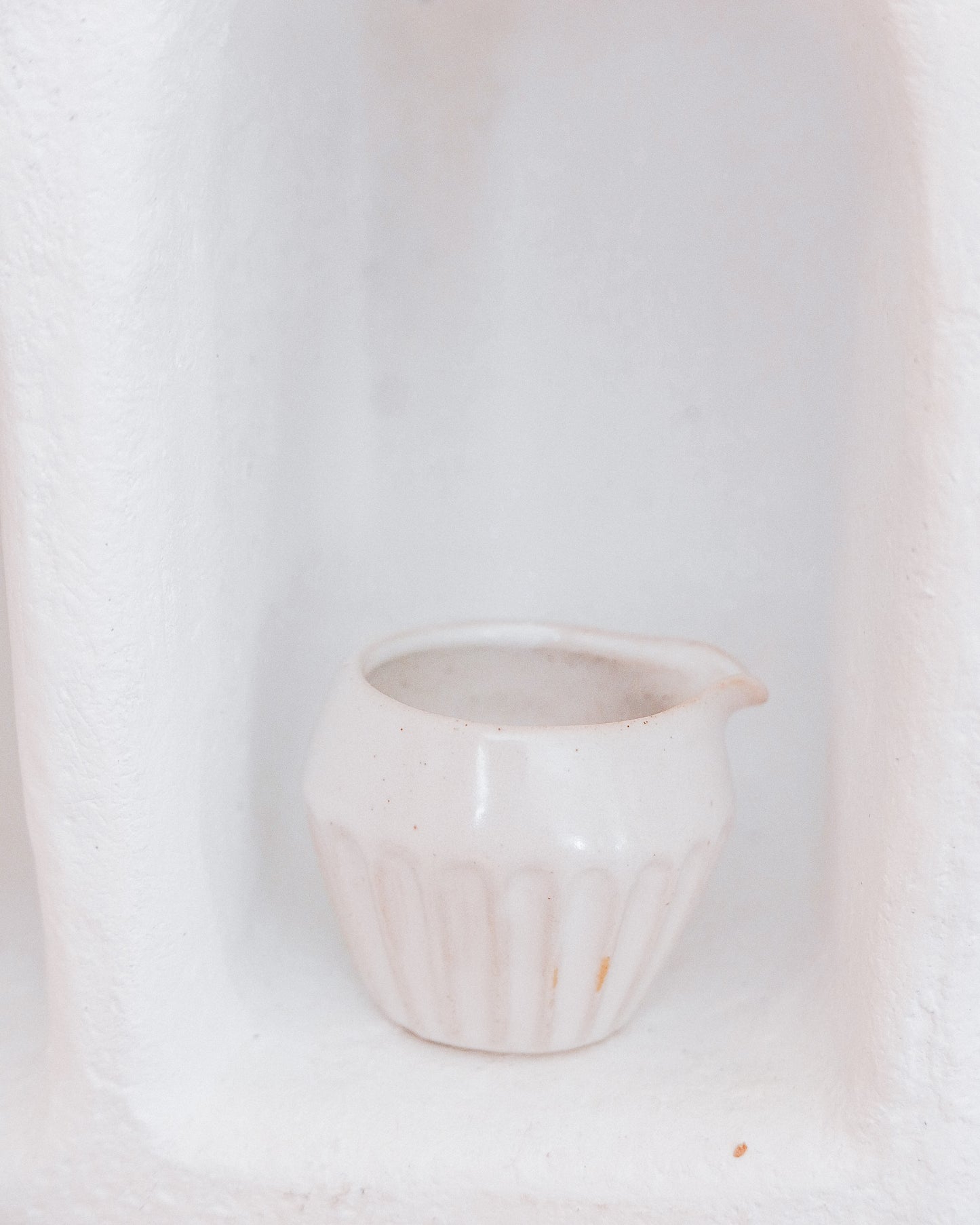 White Fluted Stoneware Creamer