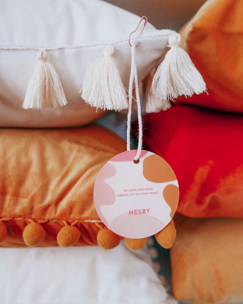 Mustard Pom Velvet Throw Pillow - Hesby