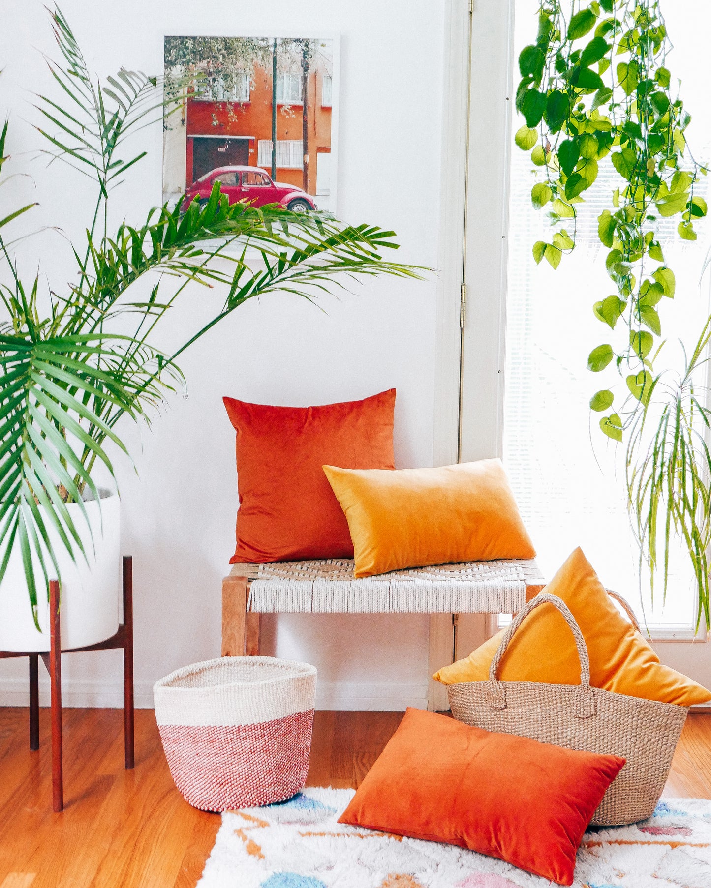 Rust Velvet Lumbar Pillow - Hesby