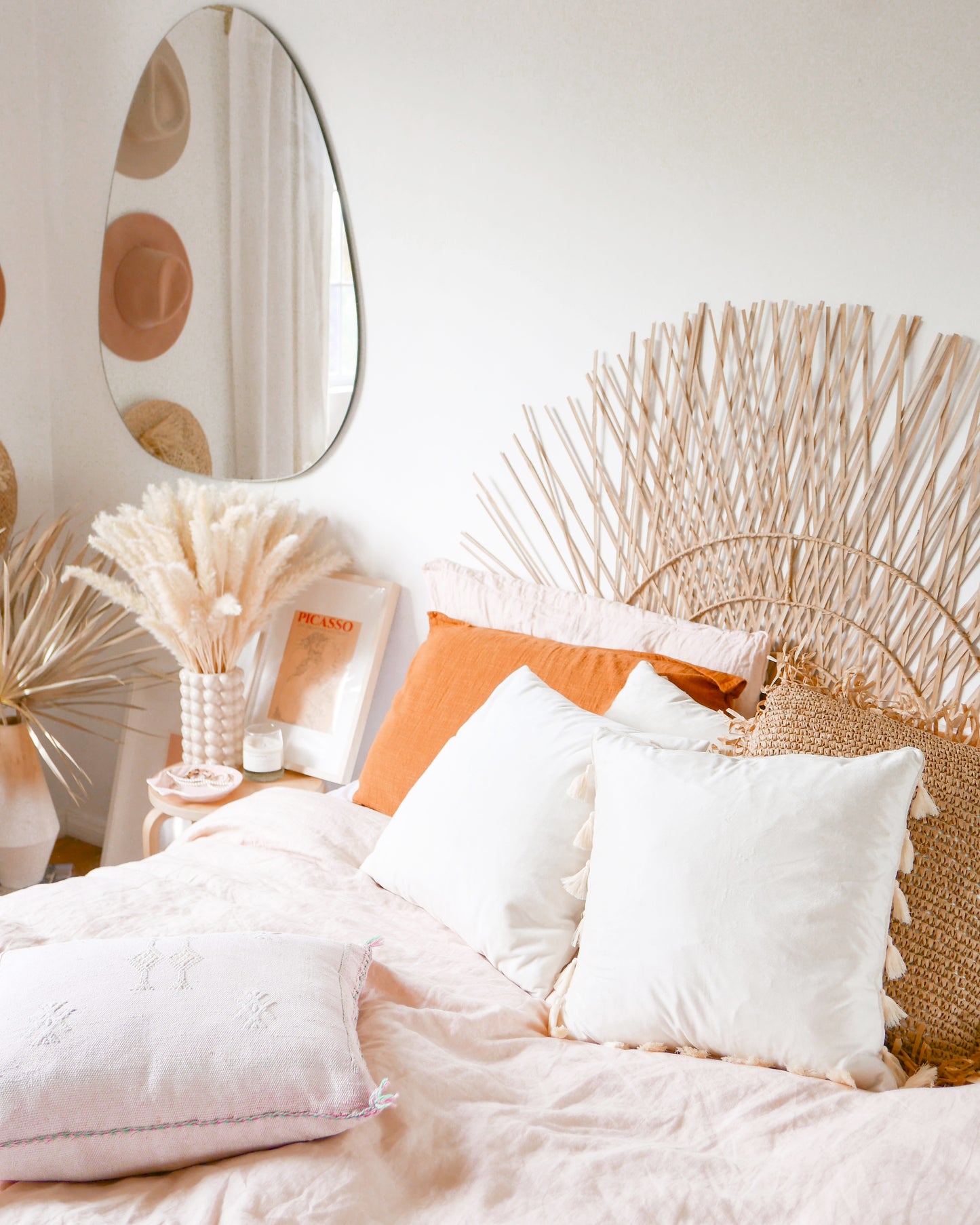 Cream Fringe Velvet Pillow