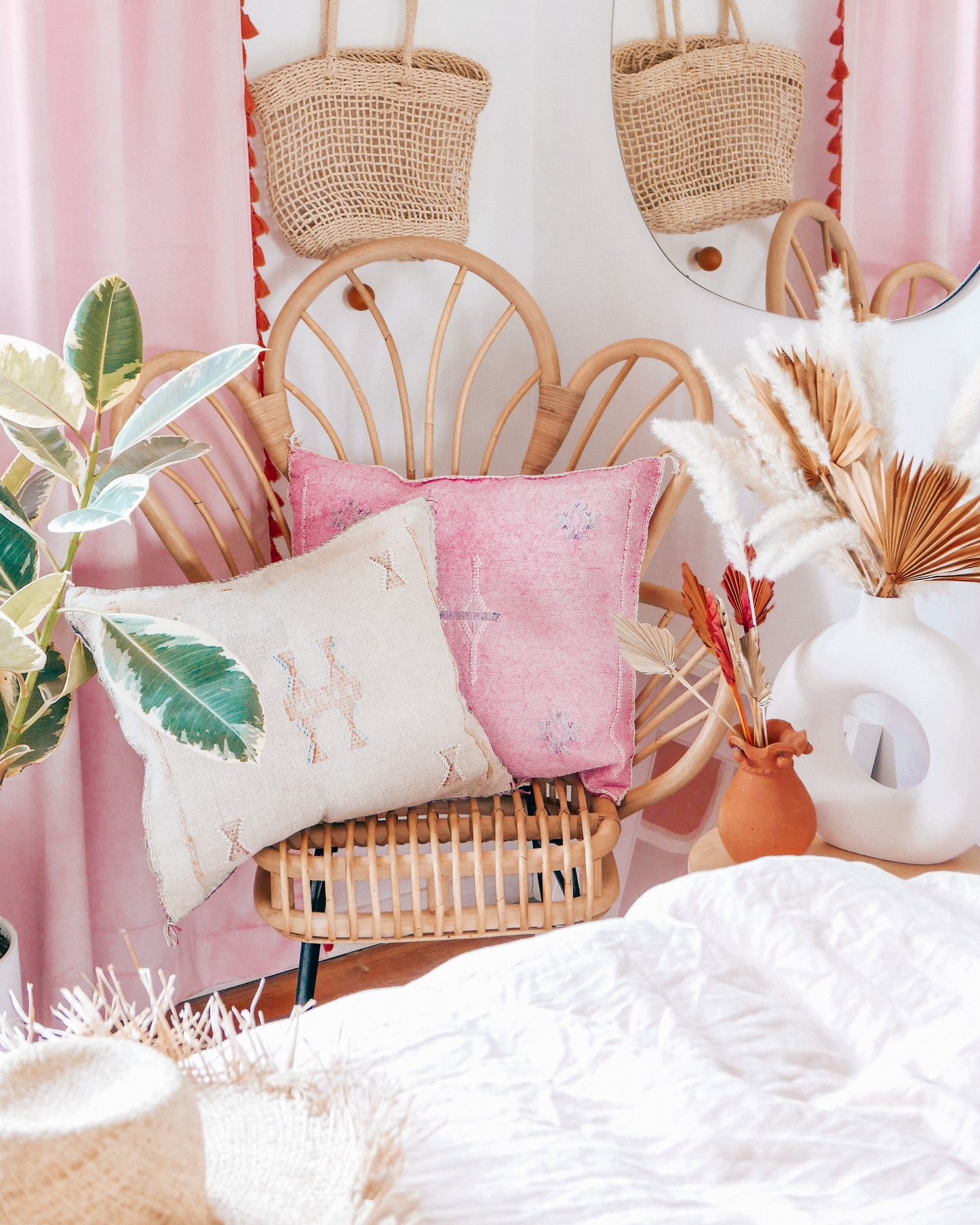 Pink Cactus Silk Pillow