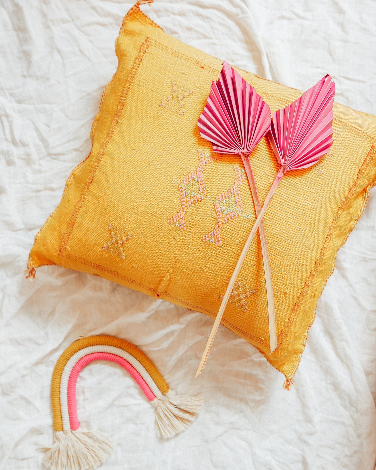 Mustard Cactus Silk Pillow