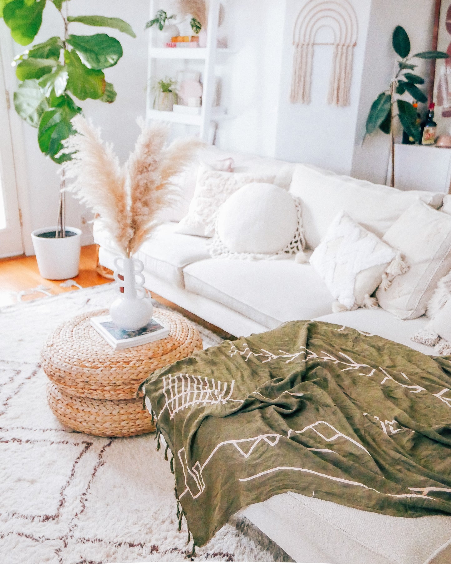 Olive Green Abstract Tapestry