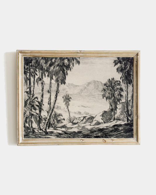 Black + White Palm Trees Art Print