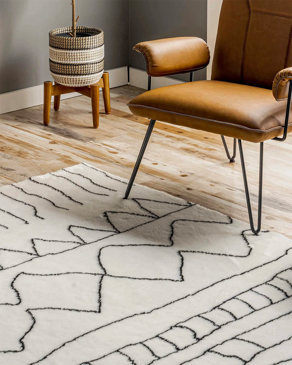 Abstract Striped Washable Shag Rug