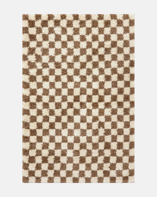 Donna Checkerboard Shag Rug | Hesby Boho Home Decor