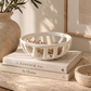 Cream Stoneware Basket Bowl