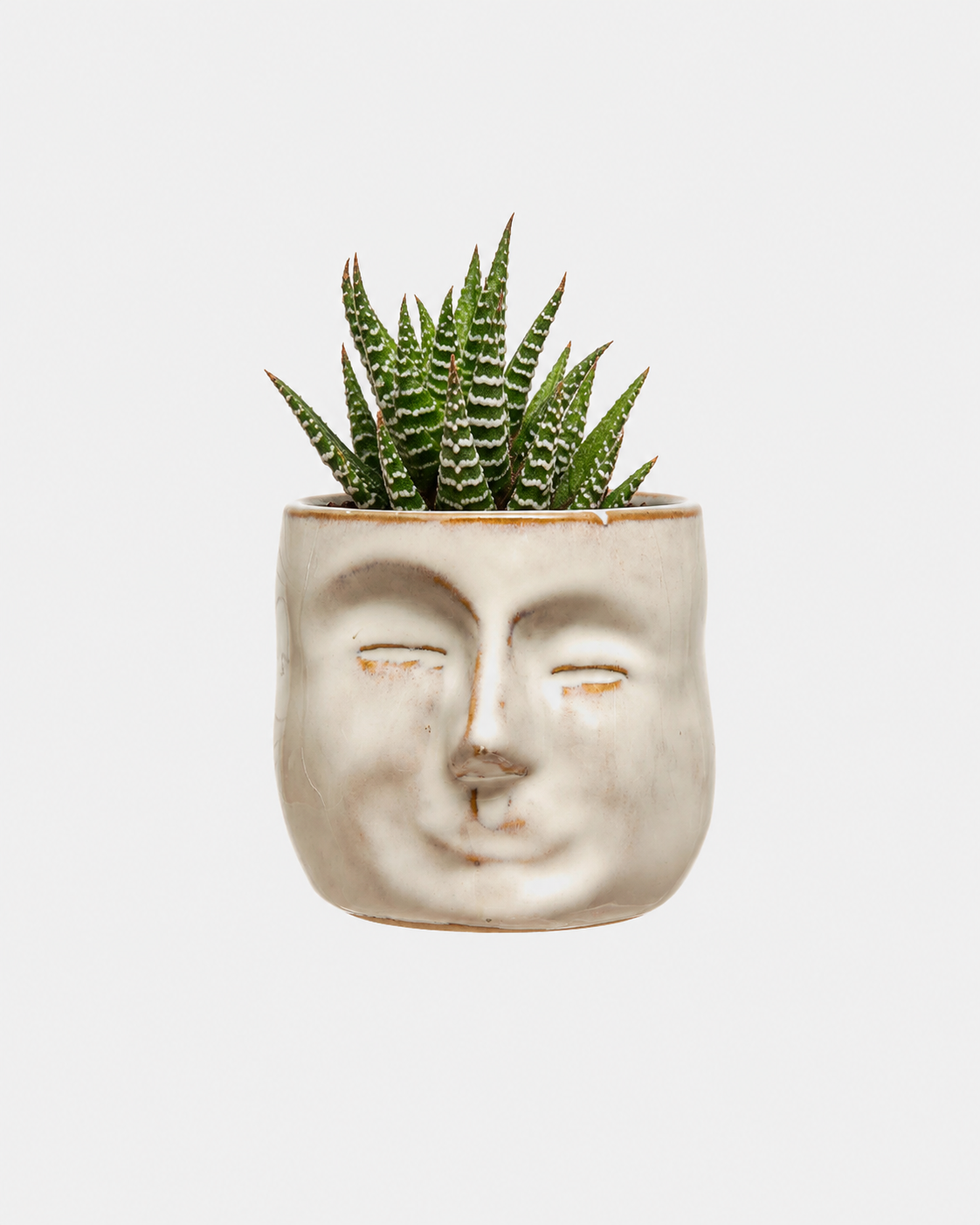 Cream Stoneware Mini Face Planter