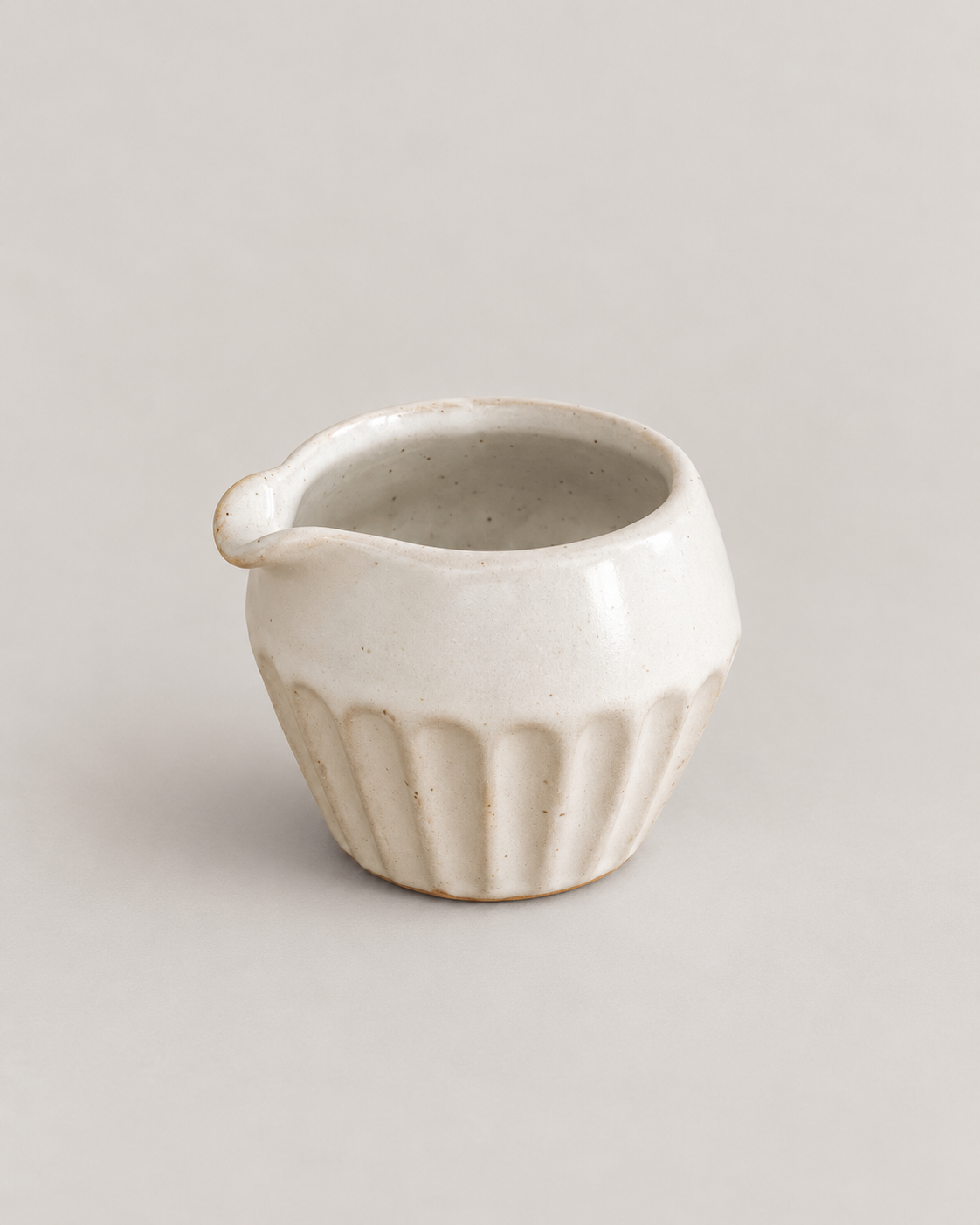 White Fluted Stoneware Creamer