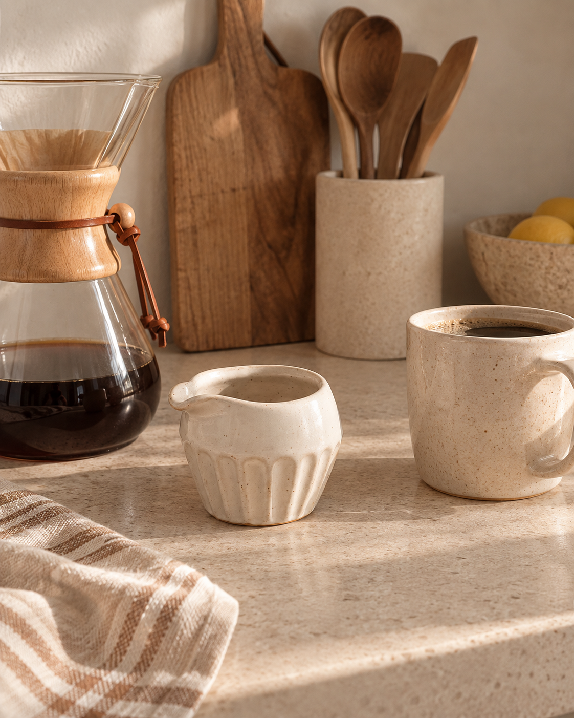 White Fluted Stoneware Creamer