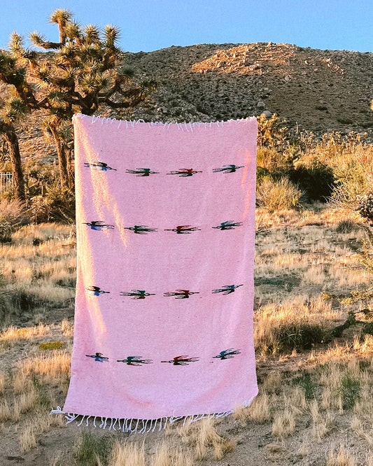 Pink Thunderbird Mexican Blanket