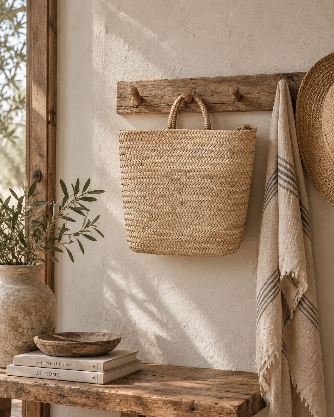 Straw Market Hanging Basket