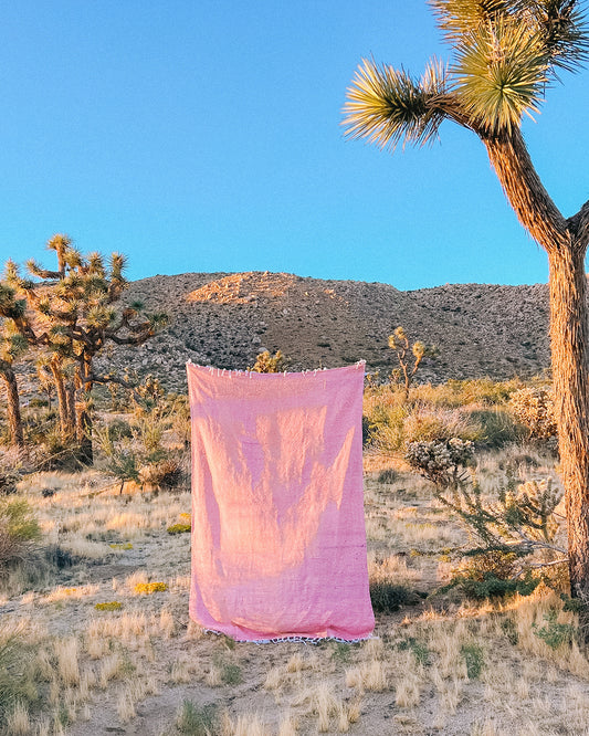 Solid Pink Mexican Blanket