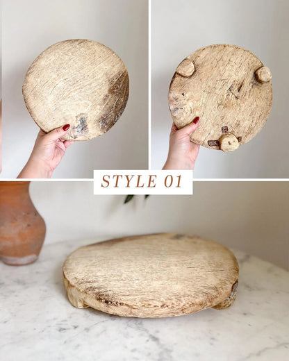 Antique Wood Riser Chapati Board
