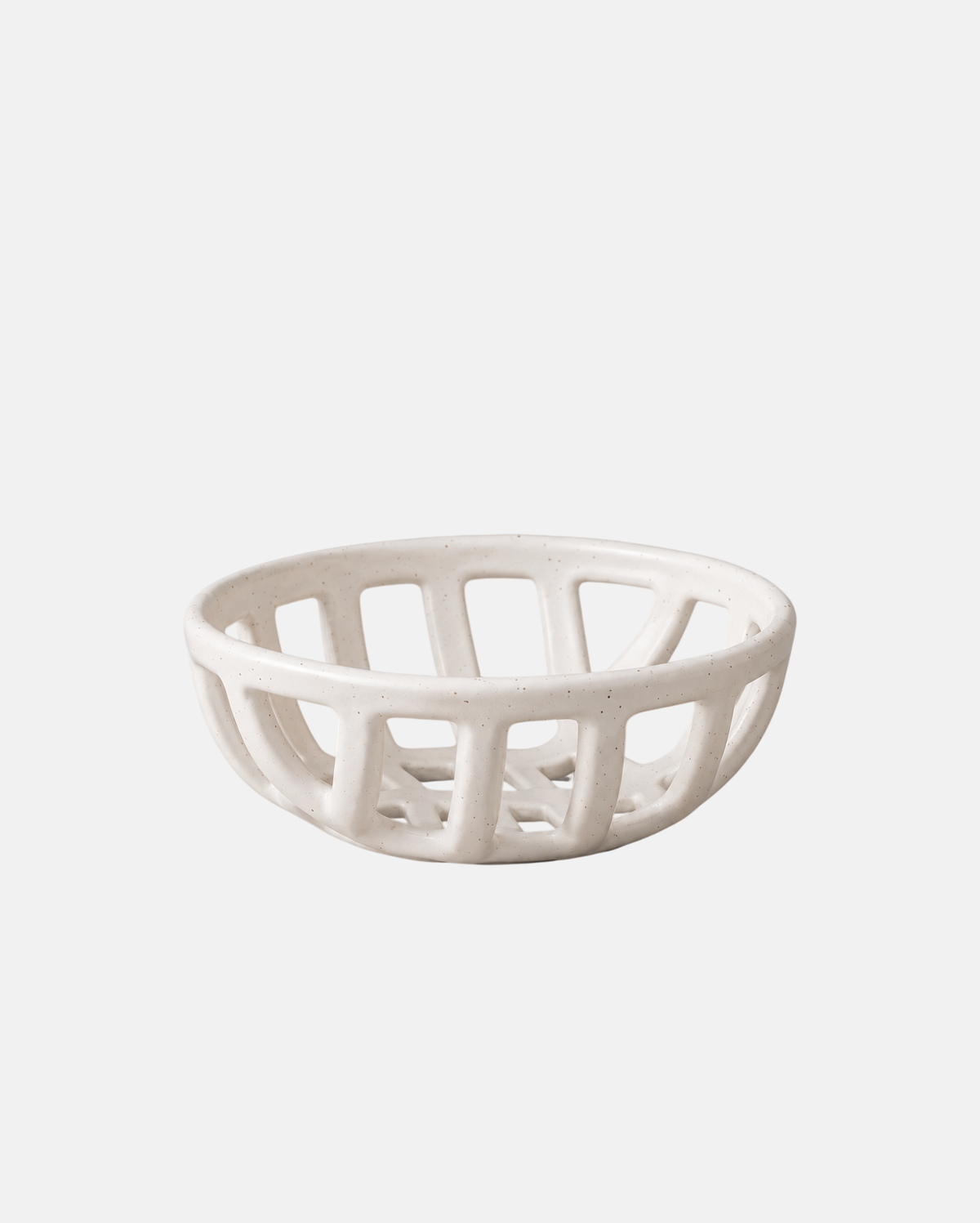 Cream Stoneware Basket Bowl