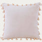 Cream Fringe Velvet Pillow