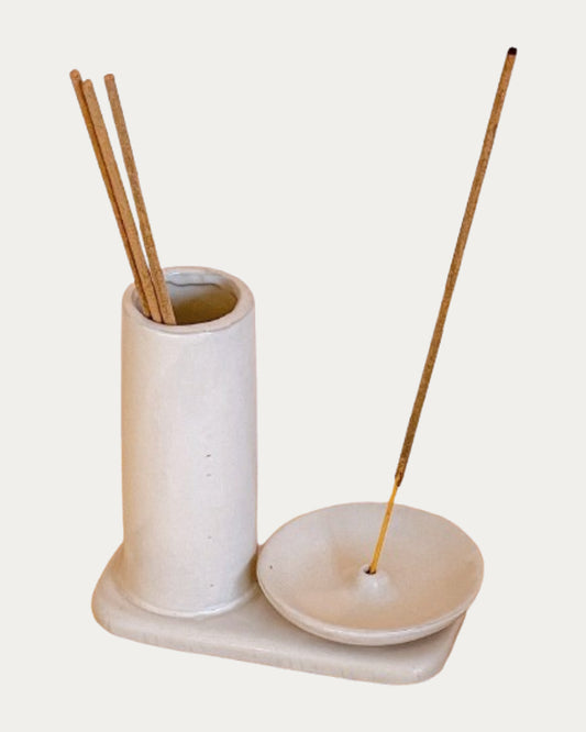 Stoneware Incense Dish + Holder