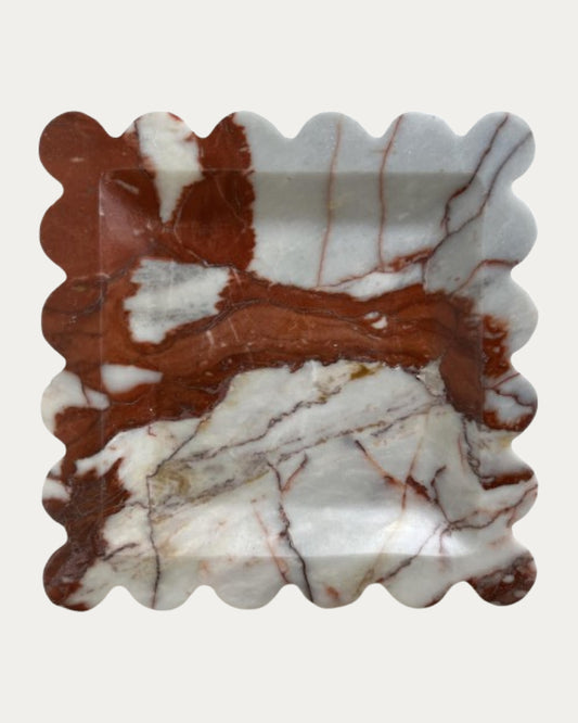 Scalloped Calacatta Red Marble Tray