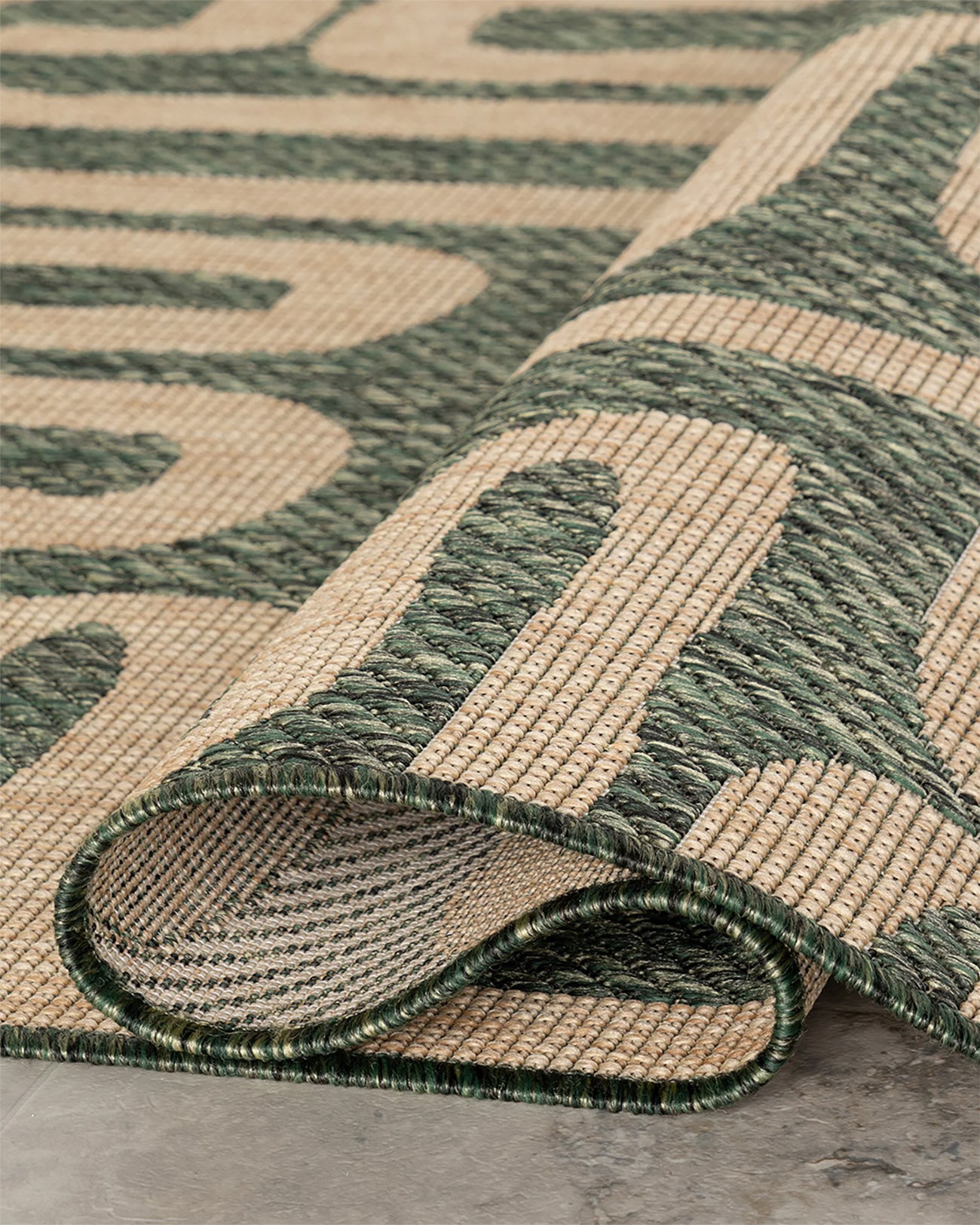 Green Squiggle Indoor Outdoor Rug